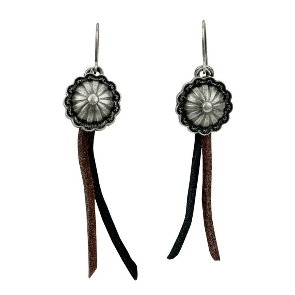 Justin Boots Silver and Leather Dangle Earrings